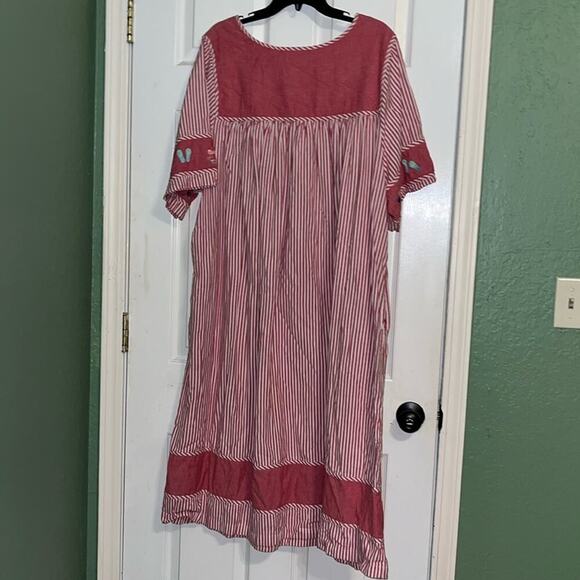 Vintage Mumu striped dress with embroidered flip flops beach balls swimsuits - Picture 5 of 6